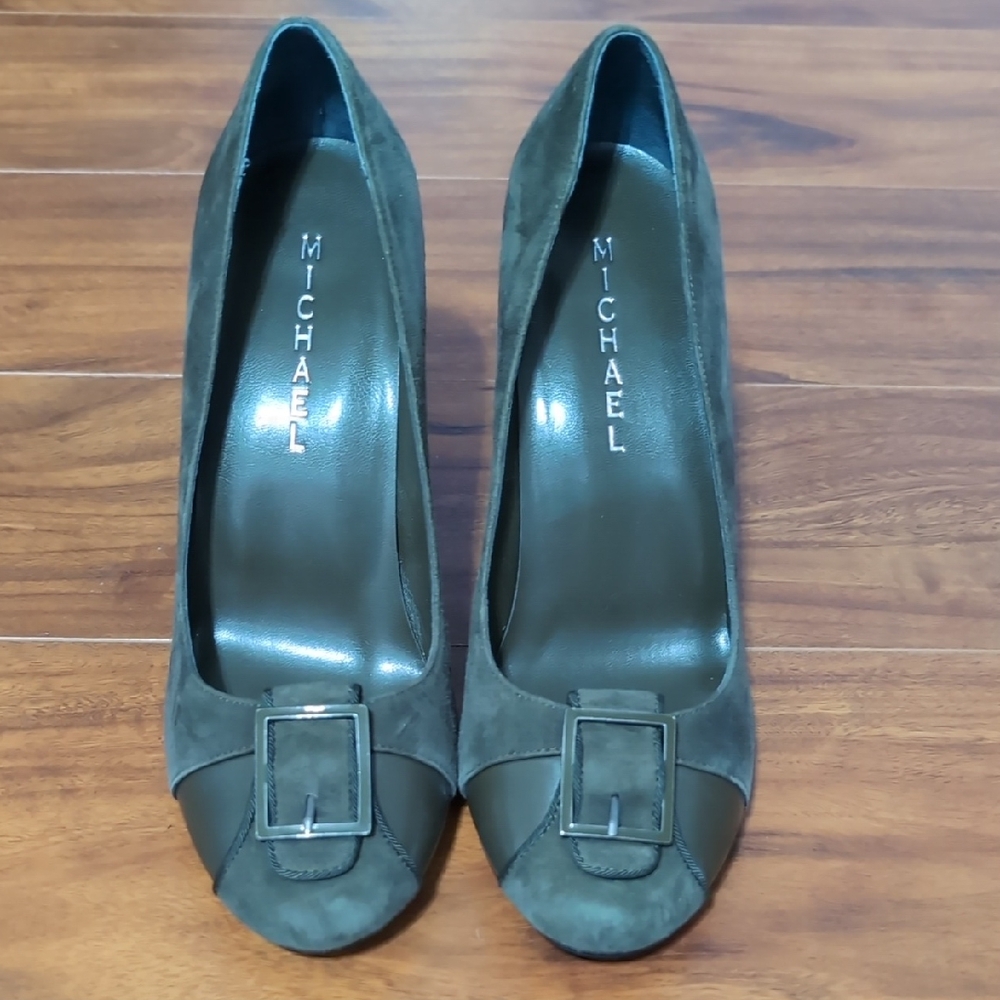Michael Kors Olive Suede Heels with Buckle
